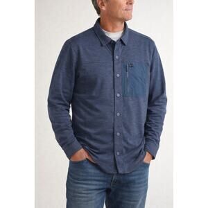 L.L.Bean Mens Blue Utility Snap Front Slightly Fitted Shirt Jacket Size L Tall